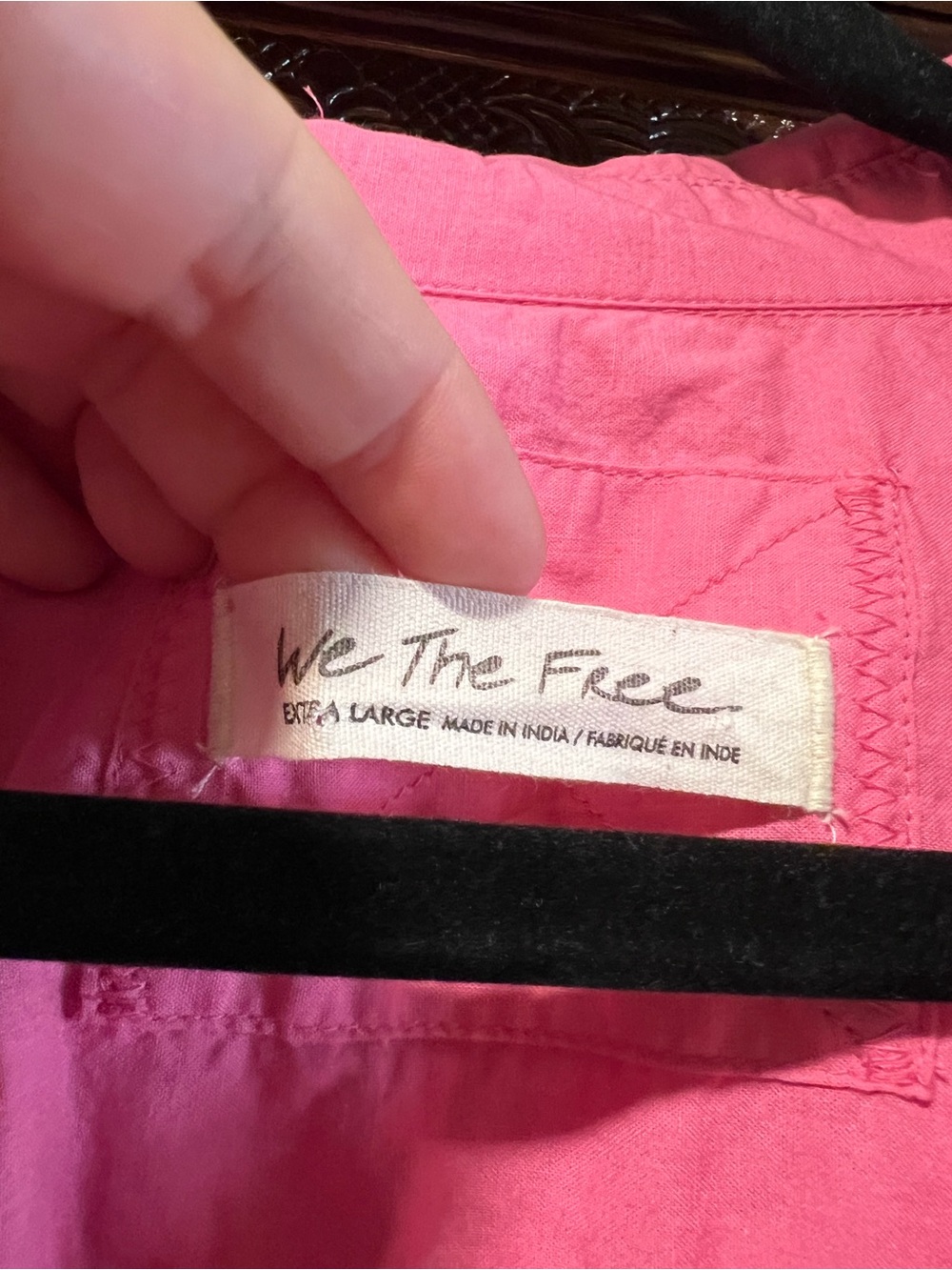 We The Free Pink Ruffle-Hem Oversized Shirt tunic - Picture 2 of 7